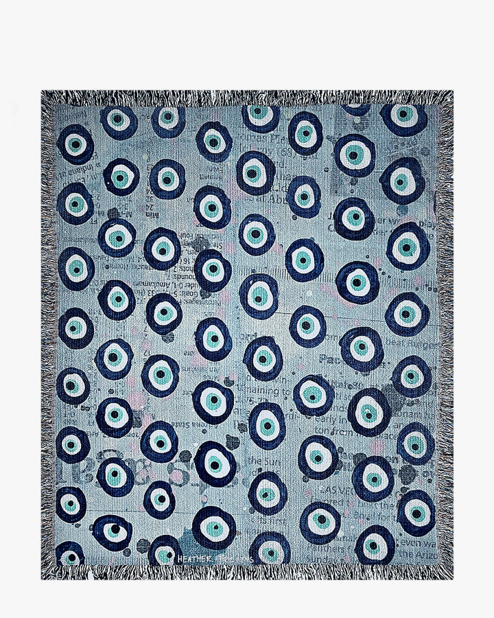 Evil Eye Blues Woven Blanket