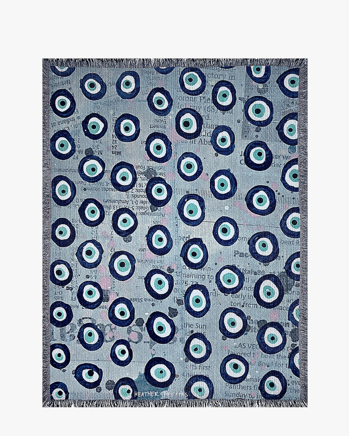 Evil Eye Blues Woven Blanket