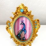 Pretty In Pink Evil Eye Peacock ( Mini Original Painting )