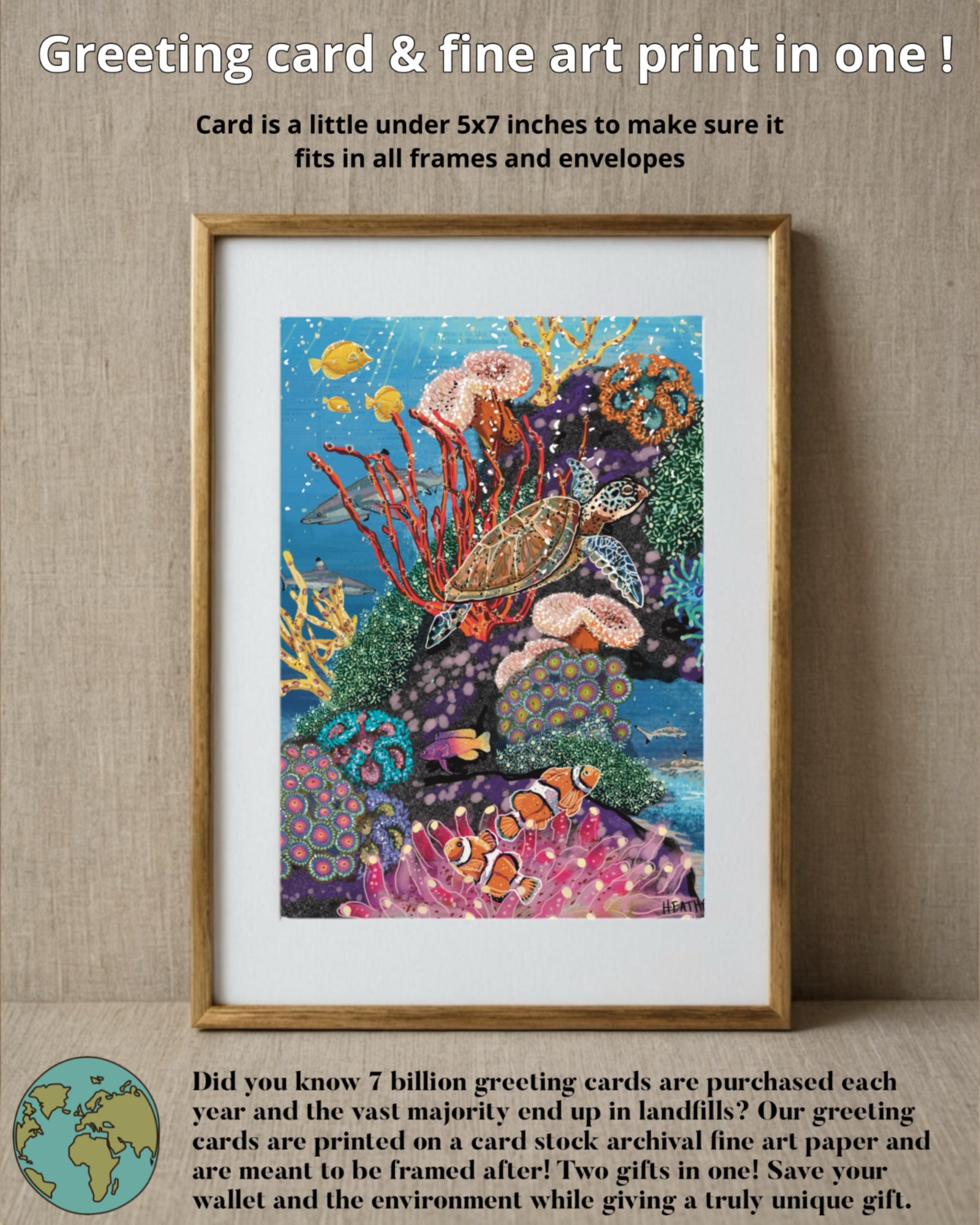 Turtle Coral Reef - Greeting Card / Fine Art Print