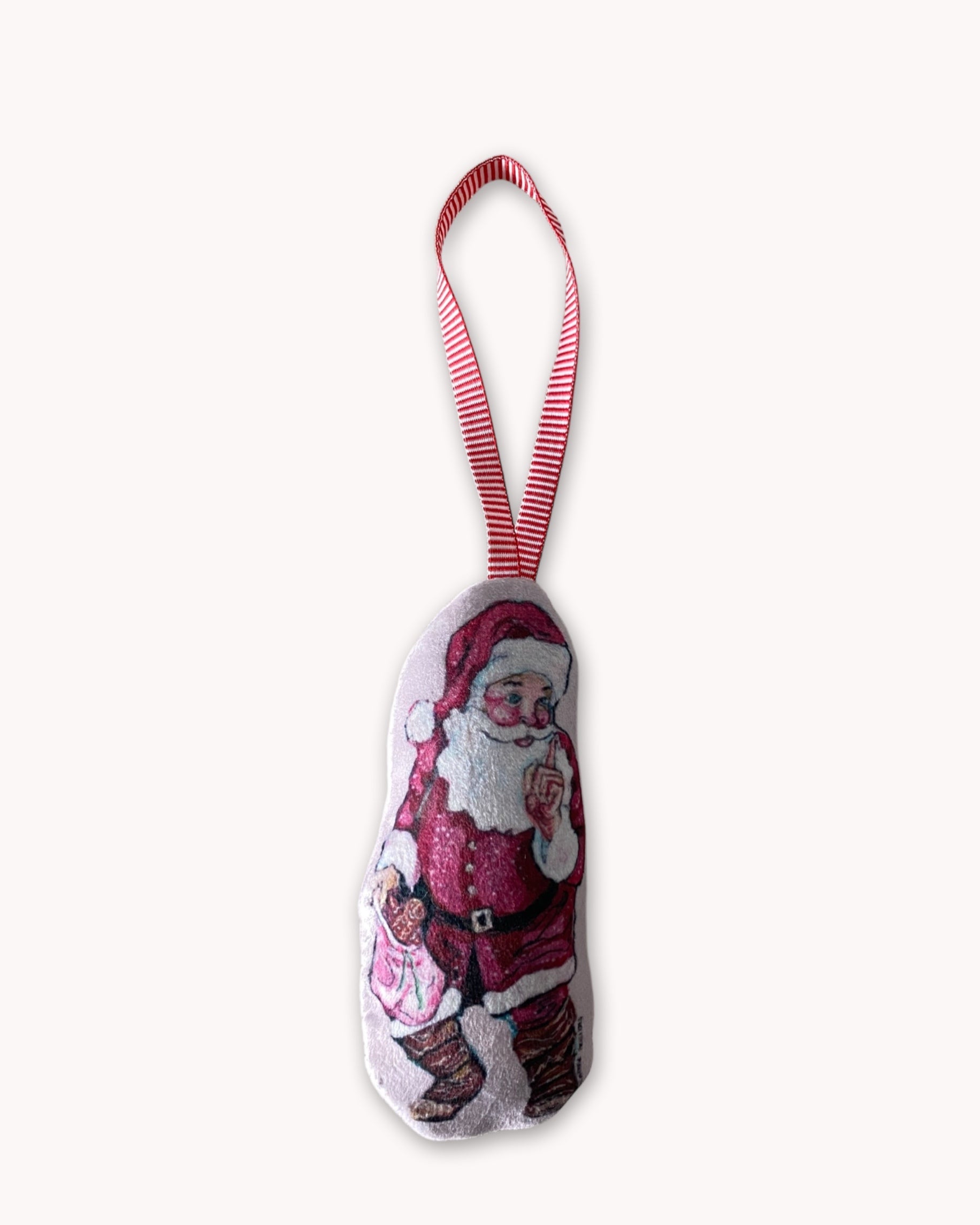 Santa Faux Suede Plush Stuffed Ornament