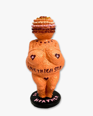 Peach Venus Of Willendorf ( Hand Painted Sculpture )