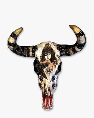 Cow Skull For Paul Stanley ( Hand Painted Cow Skull )
