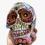 Choclate Cosmos Skull ( Hand Painted Sculpture )