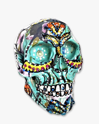 Society Parakeet Skull ( Hand Painted Sculpture )