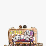 B!tch Hand Painted Wood Crossbody
