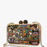 Butterflie Blue Hand Painted Wood Crossbody