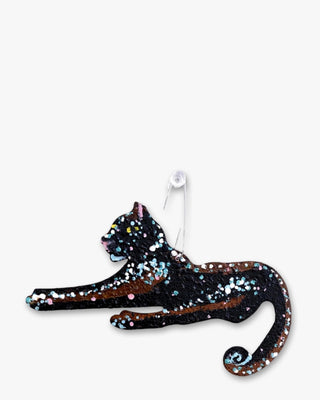 Black Cat Hand Painted Metal Ornament