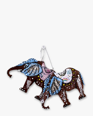 Elephant Hand Painted Metal Ornament