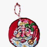 Festive Red Moon Santa - Hand Painted Ornament