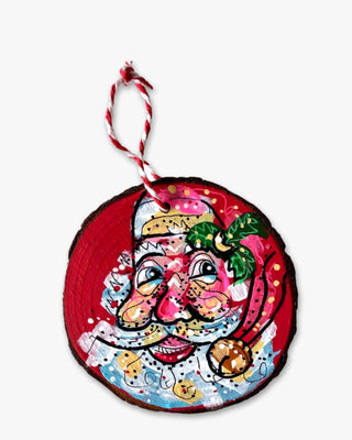 Festive Red Moon Santa - Hand Painted Ornament
