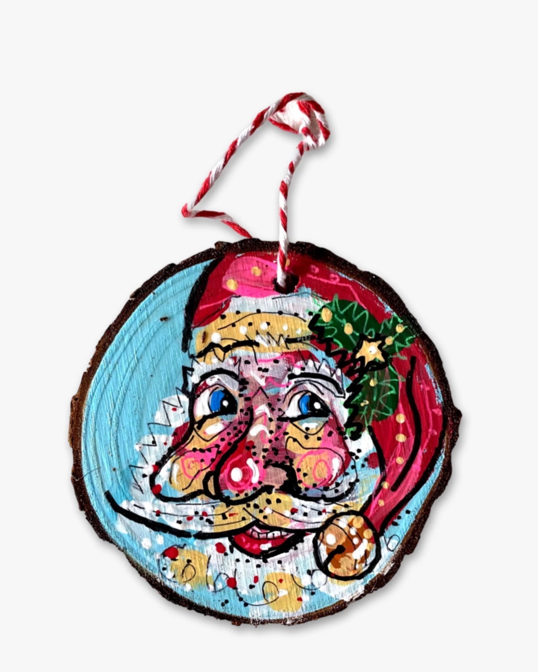 Blue Ice Star Santa - Hand Painted Ornament