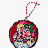 Festive Red Star Santa - Hand Painted Ornament