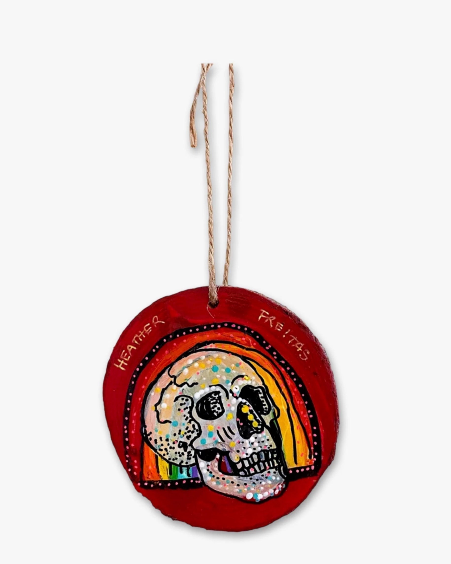Rainbow Skull - Hand Painted Ornament