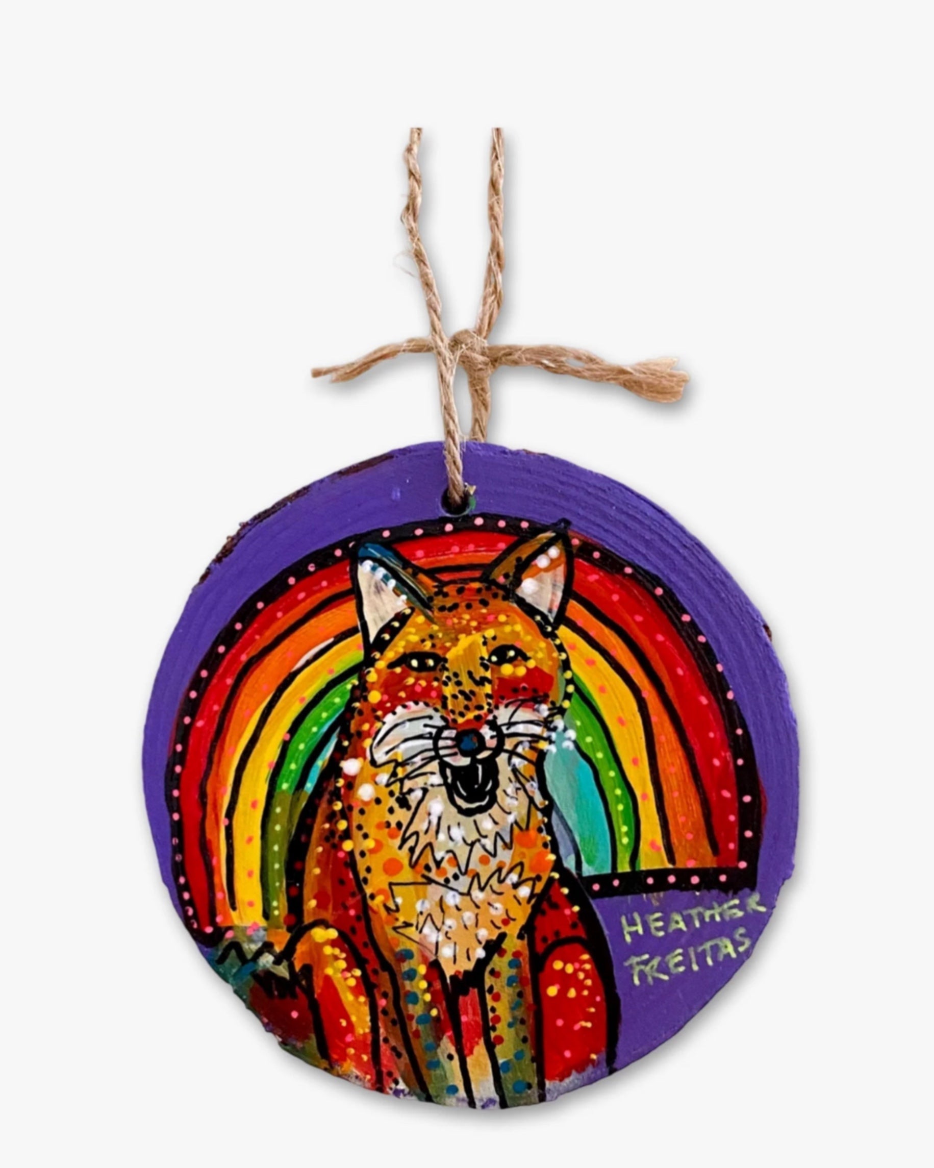 Rainbow Fox - Hand Painted Ornament