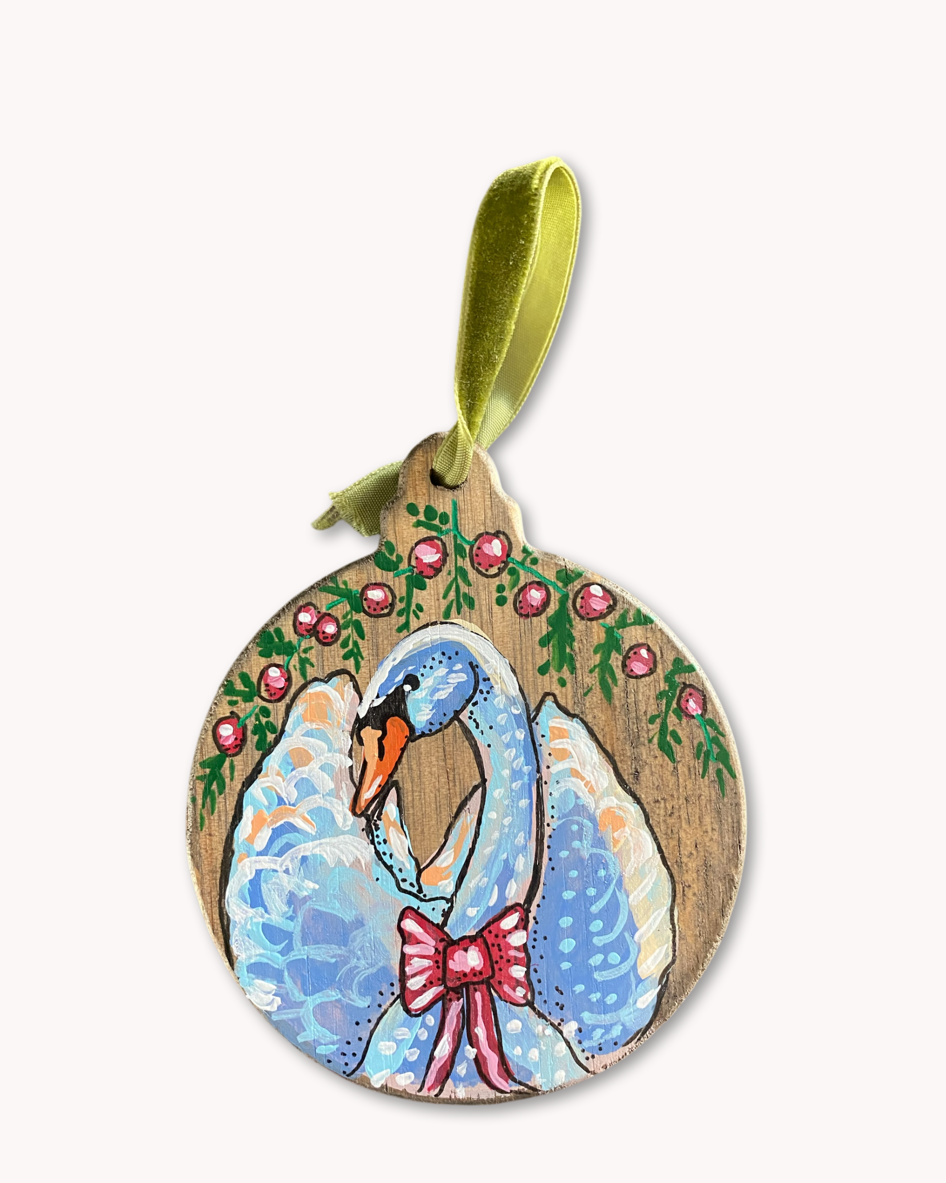 White Swan Hand Painted Ornament