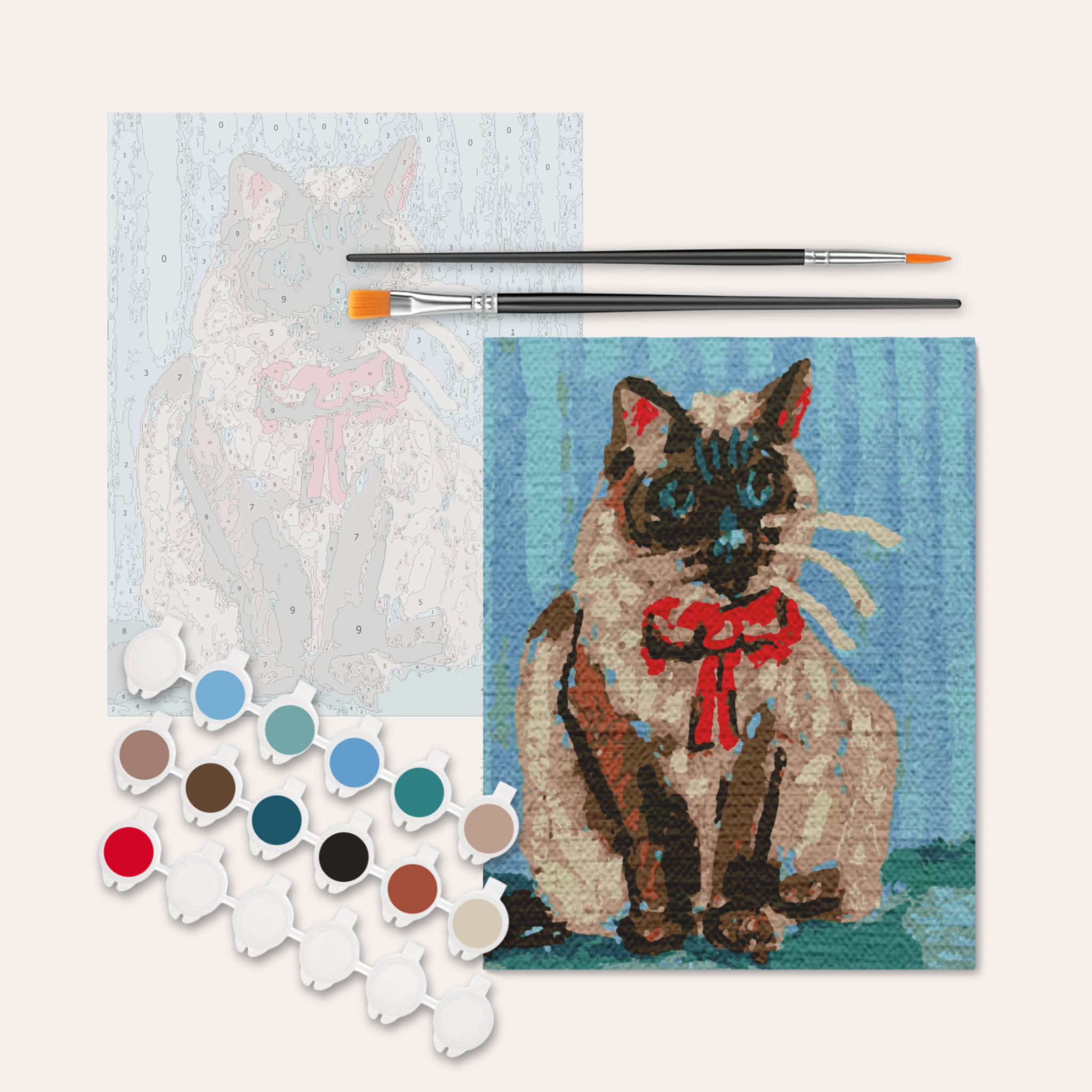 Cat With Bow - Paint by Numbers Kit
