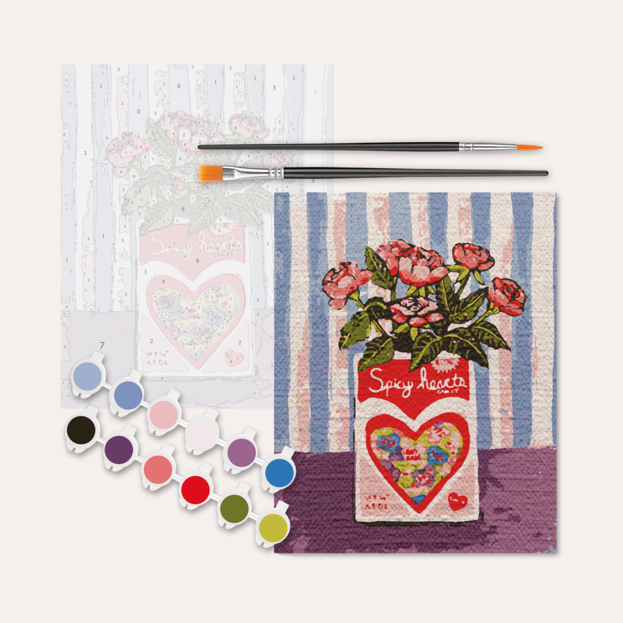 Spicy Hearts Bouquet - Paint by Numbers Kit