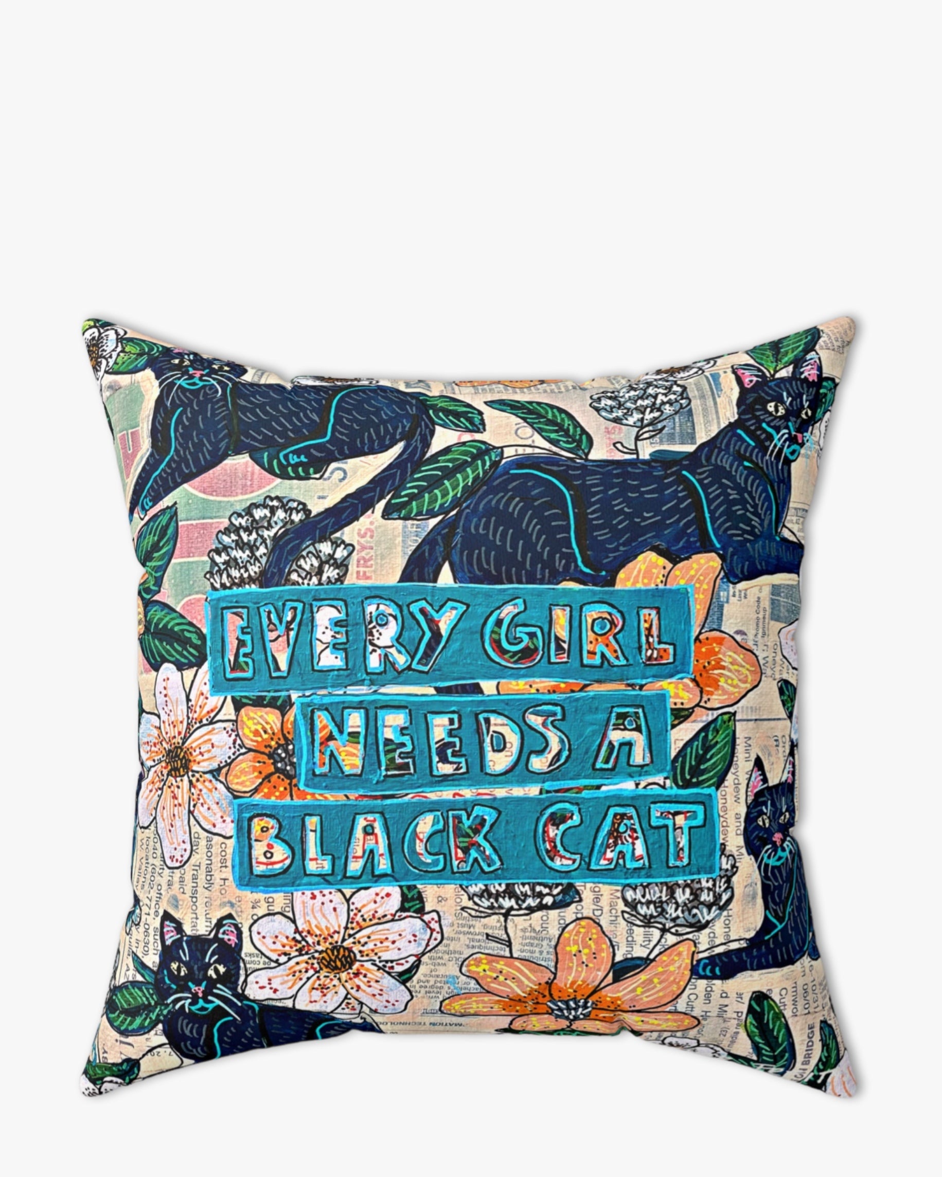 Need A Black Cat Faux Suede Pillow