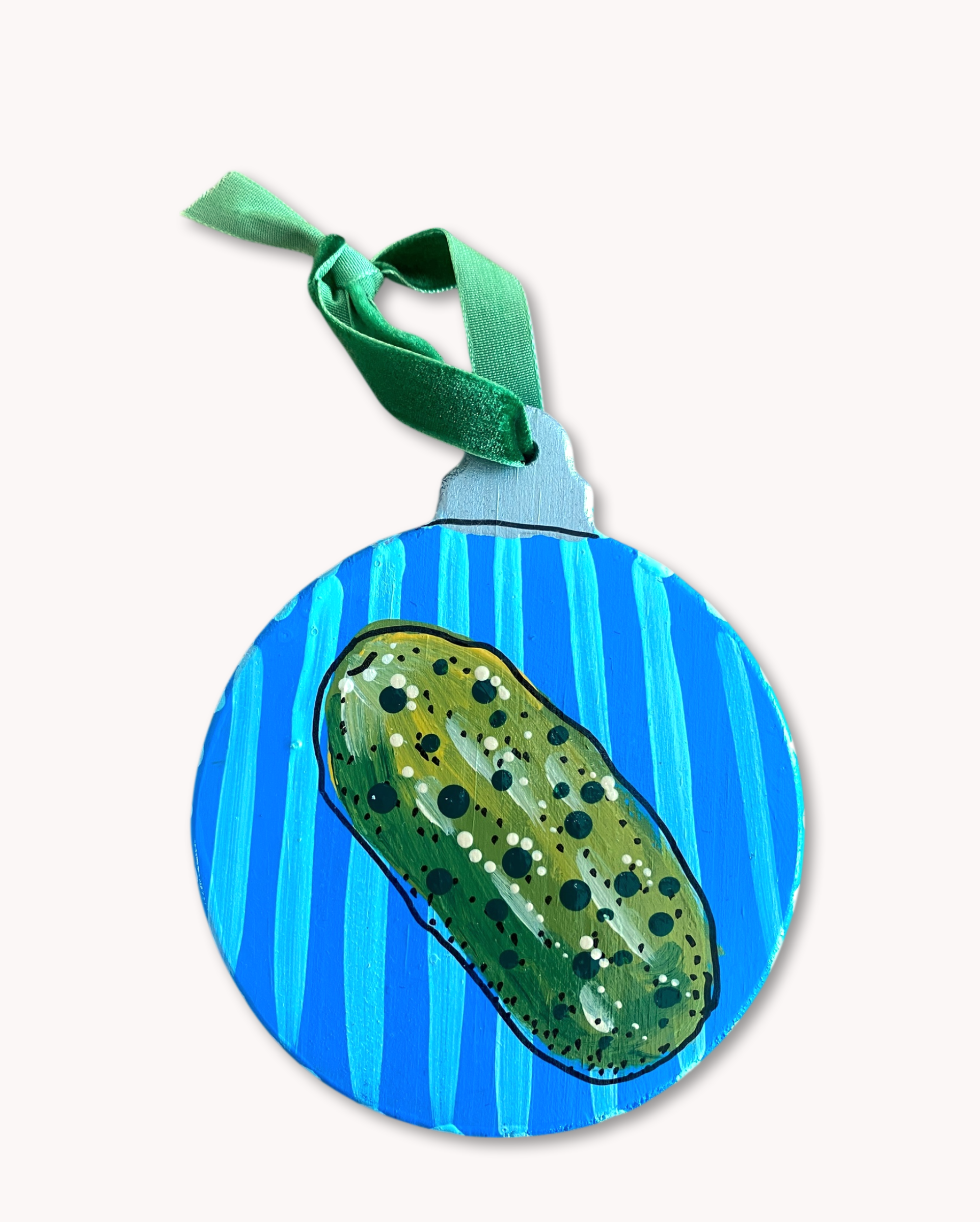 Blue Pickle Hand Painted Ornament
