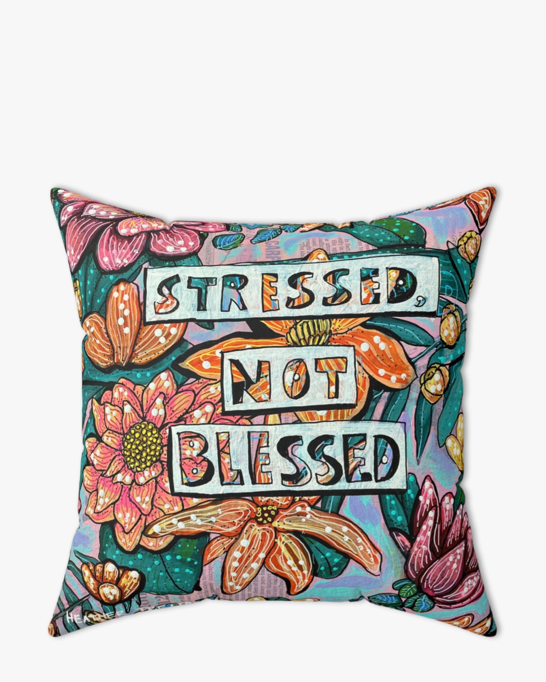 Stressed, Not Blessed Faux Suede Pillow