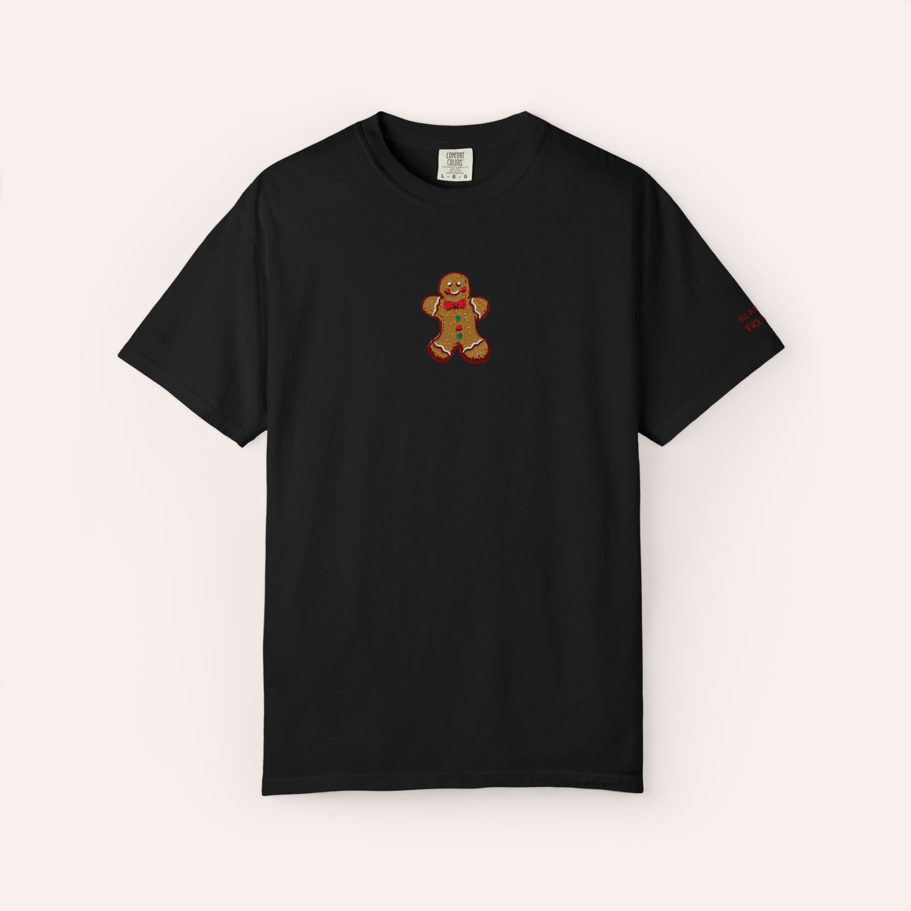 Gingerbread Man Embroidered Cotton Tee