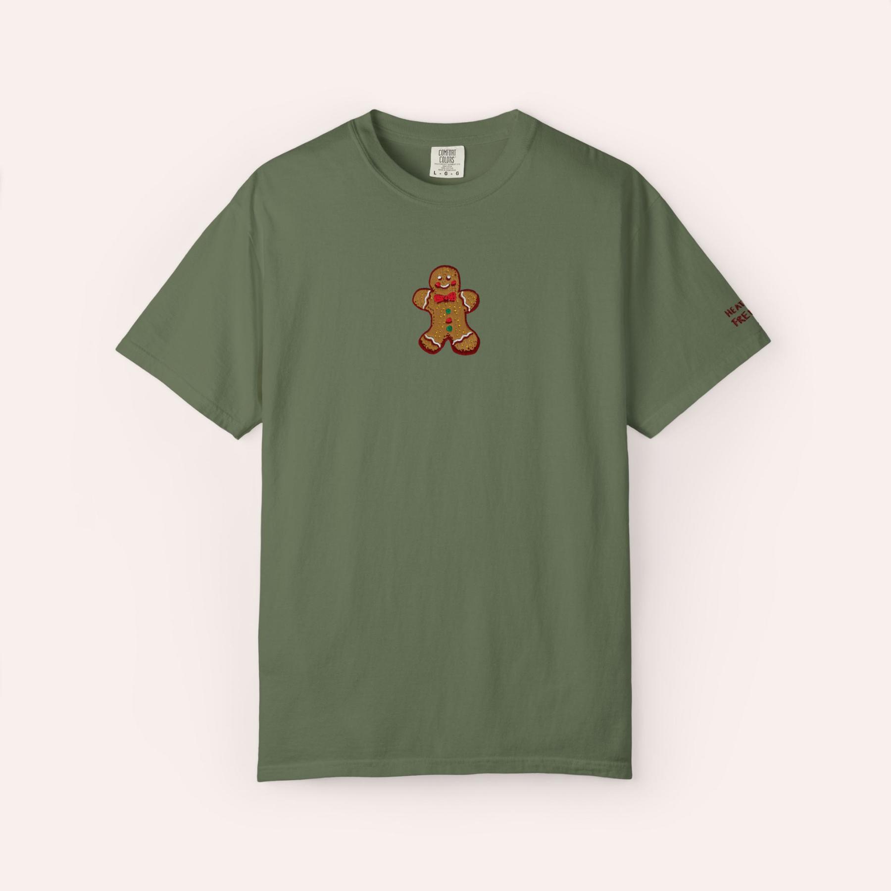 Gingerbread Man Embroidered Cotton Tee