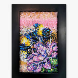A Bee & His Flower - Fully Beaded Artwork - Heather Freitas - fine art home deccor