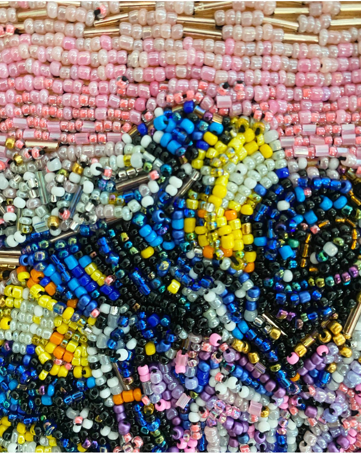 A Bee & His Flower - Fully Beaded Artwork - Heather Freitas - fine art home deccor