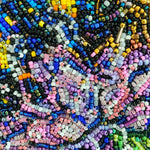 A Bee & His Flower - Fully Beaded Artwork - Heather Freitas - fine art home deccor