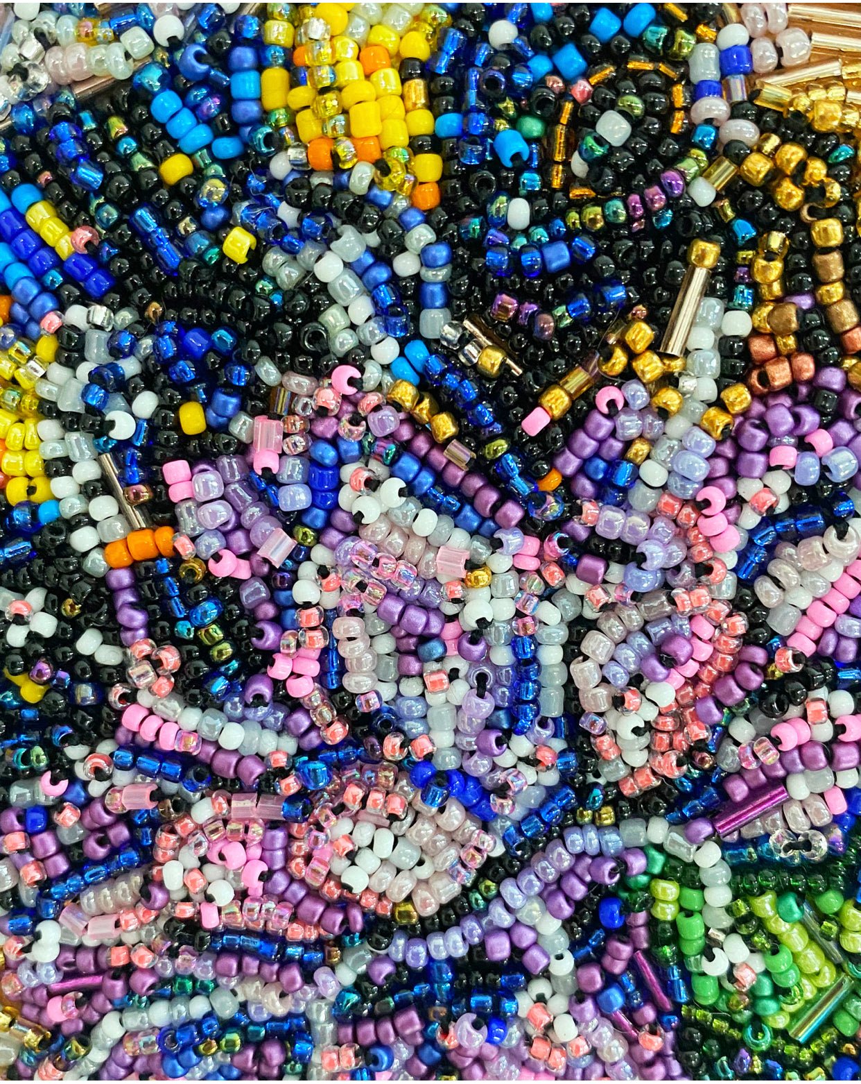 A Bee & His Flower - Fully Beaded Artwork - Heather Freitas - fine art home deccor