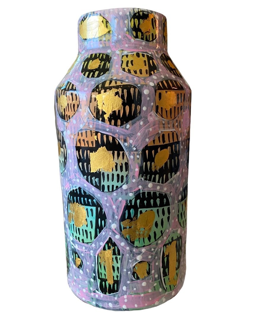 A Knod to Klimt Yoshi Vase With 23k Gold Accents - Heather Freitas - fine art home deccor