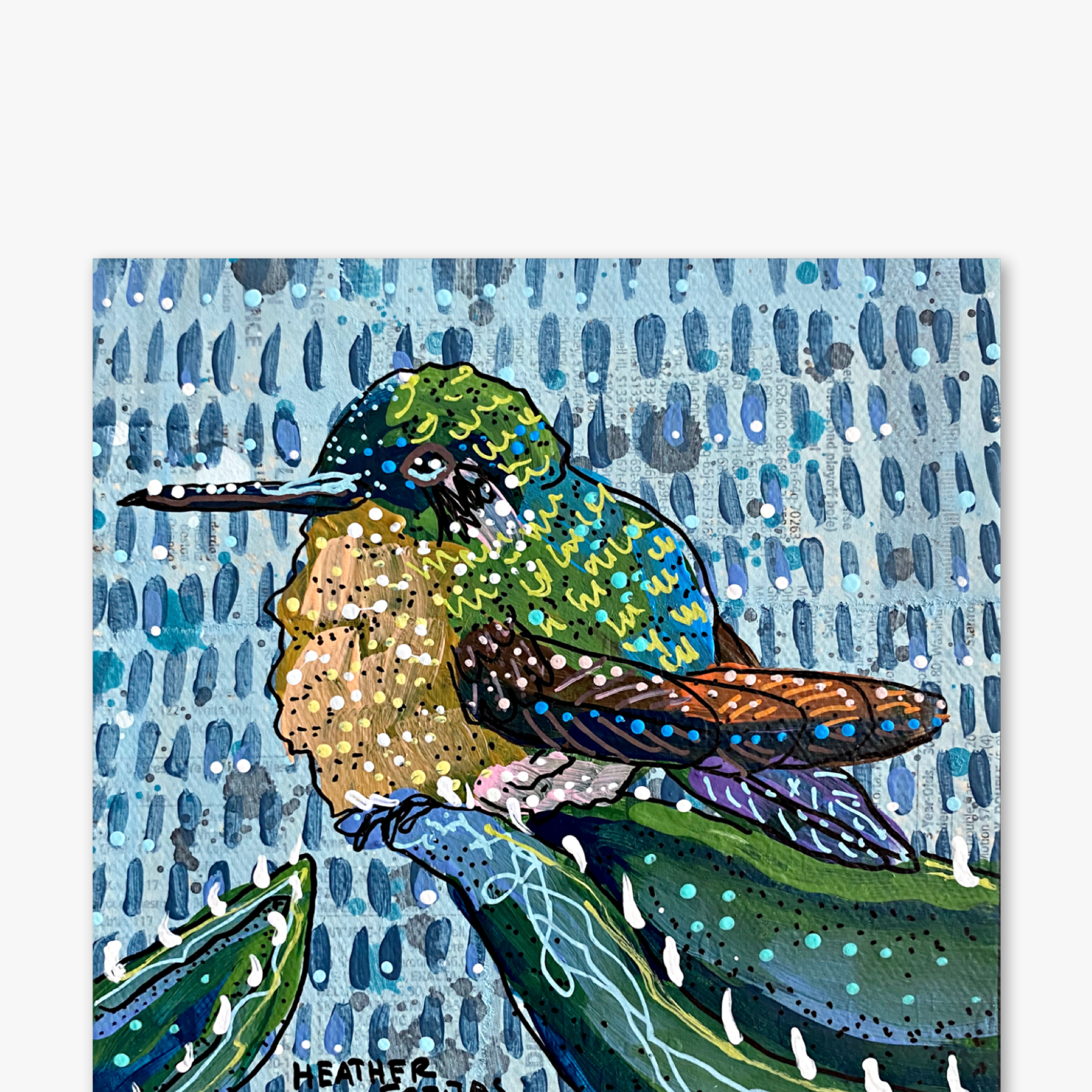 Aloe Hummingbird ( Original Painting ) - Heather Freitas - fine art home deccor