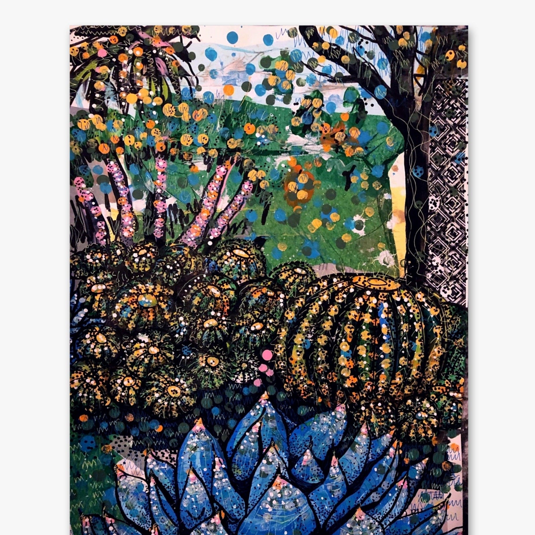Barrel Cactus Candy Land ( Original Painting ) - Heather Freitas - fine art home deccor