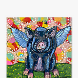 Big Momma Flying Pig ( Original Painting ) - Heather Freitas - fine art home deccor