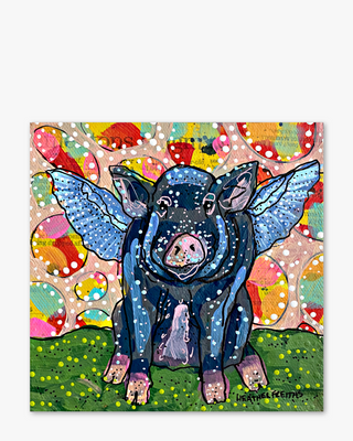 Big Momma Flying Pig ( Original Painting ) - Heather Freitas - fine art home deccor