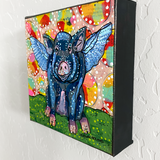Big Momma Flying Pig ( Original Painting ) - Heather Freitas - fine art home deccor