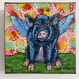 Big Momma Flying Pig ( Original Painting ) - Heather Freitas - fine art home deccor