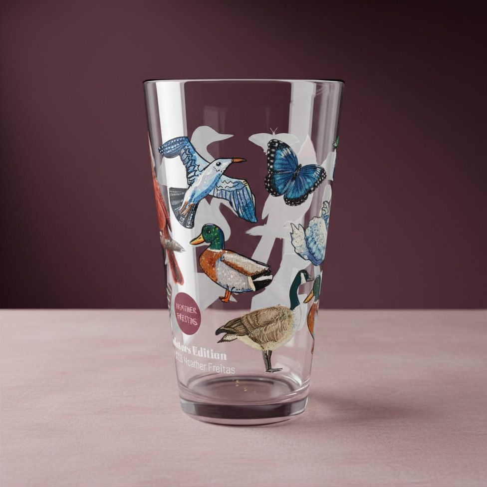 Birds & Butterflies 16oz Collectors Glass
