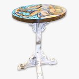 Birth Of The Hare - Hand Painted Accent table - Heather Freitas - fine art home deccor