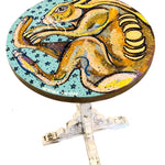 Birth Of The Hare - Hand Painted Accent table - Heather Freitas - fine art home deccor