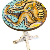 Birth Of The Hare - Hand Painted Accent table - Heather Freitas - fine art home deccor