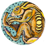 Birth Of The Hare - Hand Painted Accent table - Heather Freitas - fine art home deccor