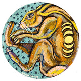 Birth Of The Hare - Hand Painted Accent table - Heather Freitas - fine art home deccor