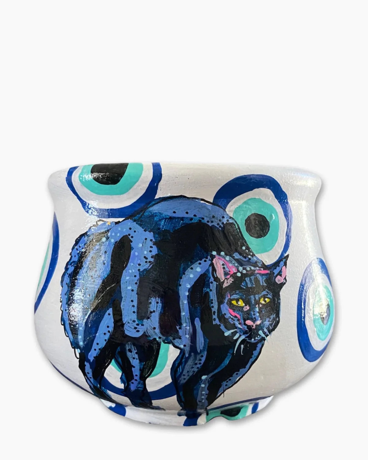 Black Cats & Evil Eyes Planter - Heather Freitas - fine art home deccor