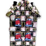 Black, White & Brass Hand Painted Ceramic LED Christmas Village House - Heather Freitas - fine art home deccor