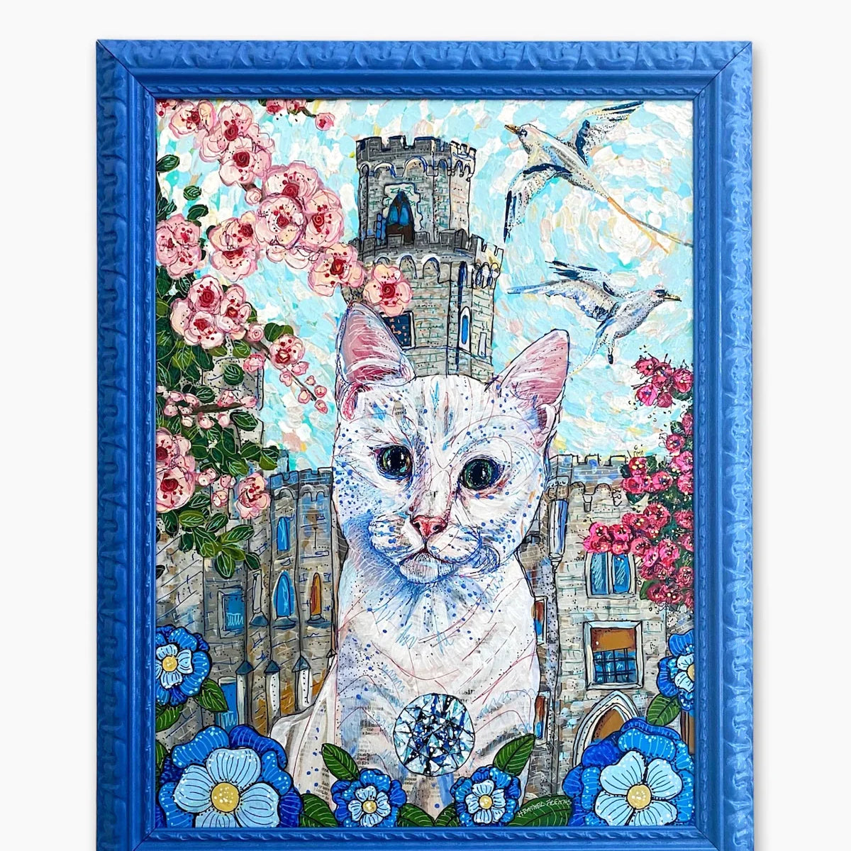 Blossom , Castle Cat ( Original Painting ) - Heather Freitas - fine art home deccor