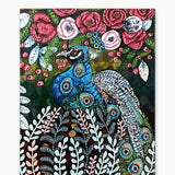 Evil Eye Blue Boy Peacock ( Original Painting With Beaded Accents ) - Heather Freitas - fine art home deccor