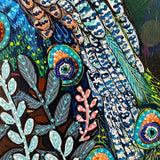 Evil Eye Blue Boy Peacock ( Original Painting With Beaded Accents ) - Heather Freitas - fine art home deccor
