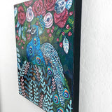 Evil Eye Blue Boy Peacock ( Original Painting With Beaded Accents ) - Heather Freitas - fine art home deccor